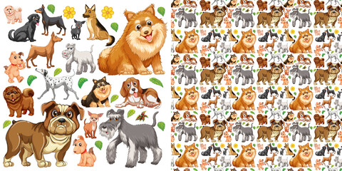 Wall Mural - Cute animals cartoon seamless background