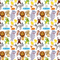 Sticker - Cute animals cartoon set on white background