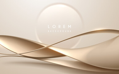 Wall Mural - Abstract soft gold waved shapes bakground