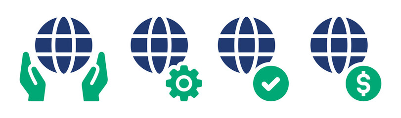 Wall Mural - Globe icon set. World symbol. Simple global sphere. Vector illustration
