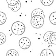 Hand drawn cookie pattern. Simple cute cookie flat  seamless pattern. Background for gift wrapping paper, fabric, clothes, textile, surface textures, scrapbook.