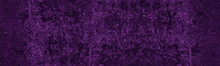 Dark Purple Old Rough Wall Wide Panoramic Texture. Textured Surface Color Large Long Backdrop. Violet Dramatic Gloomy Abstract Background