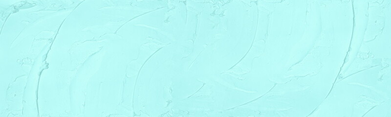 Wall Mural - Pastel teal plaster smears. Wide color texture. Light turquoise abstract large long banner background