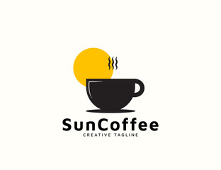 Wall Mural - Coffee logo with sun design