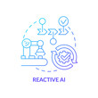 © bsd studio - Reactive AI blue gradient concept icon. Predictable scenario. Artificial intelligence type abstract idea thin line illustration. Isolated outline drawing. Myriad Pro-Bold font used