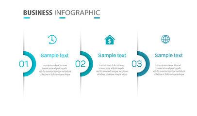 business infographic design template with 3 options, steps or processes. can be used for workflow la