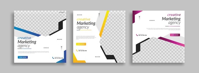 Wall Mural - set business sosial media post template design vector