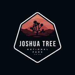 Wall Mural - logo illustration of Joshua National Park on dark background.