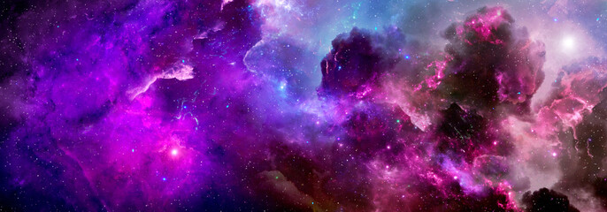 a universe filled with stars and cosmic nebulae