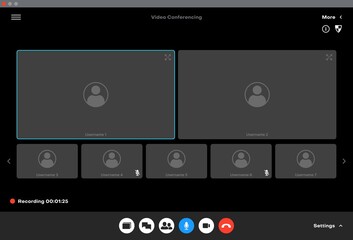 videocall interface, call video screen and conference chat of phone app, vector ui template. web vid