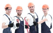 © ASDF - group of plumbers with working tools