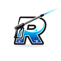 Sticker - Power wash logo with letter R concept