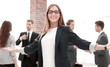 © ASDF - greeting gesture business woman smiling