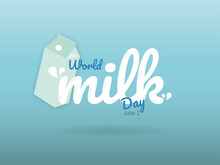  World Milk Day Flat Design Illustration Isolated On Blue Gradient Background With Copy Space, Eps Vector 10