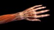 © SuperStock - Female hand and wrist anatomy, back, posterior view, Full color on black background