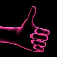 3D Computer Illustration Of Pink Hand Giving Thumbs Up Sign