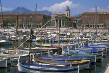 Boats Docked In A Harbor, Nice, France