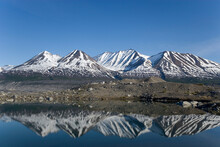 Reflection Of Mountains In Water, Alsek River Valley, British Columbia, Canada
