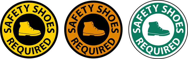 Wall Mural - Safety Shoes Required Floor Sign On White Background