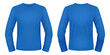 Blank blue long sleeve t-shirt template. Front and back views. Vector illustration.