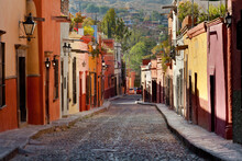 Mexico, Guanajuato, San Miguel De Allende, Colorful Street