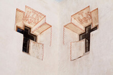 Mexico, Guanajuato, Atotonilco, Sanctuary Of Jesus Nazarene Exterior, Detail Wit Cross-shaped Windows
