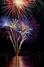 USA, Washington State, Poulsbo, Fireworks Display At Night