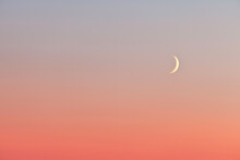 USA, Washington State, Sunset, Crescent Moon