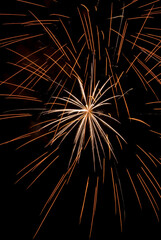 Low angle view of fireworks display at night