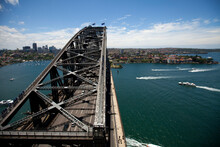 Aerial View Of A Bridge, Sydney Harbor Bridge, Sydney Harbor, Sydney, New South Wales, Australia