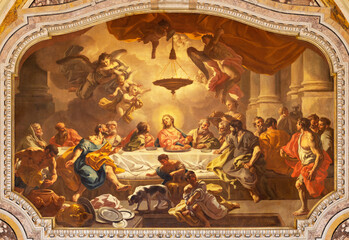 Papier Peint - MONOPOLI, ITALY - MARCH 5, 2022: The painting Last Supper in Cathedral - Basilica di Maria Santissima della Madia by Francesco de Mura (1696 - 1782).