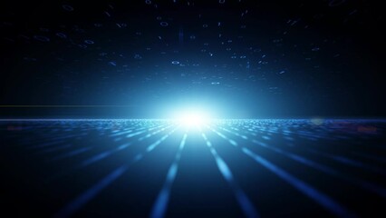 Seamless looping digital binary data cyber space network travel animation.