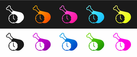 Poster - Set Food time icon isolated on black and white background. Time to eat. Vector