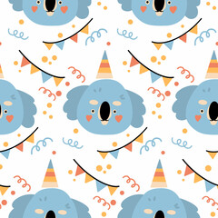 Cute koala. Vector. Cartoon style. Seamless Pattern, Background, Wallpaper. Perfect for prints