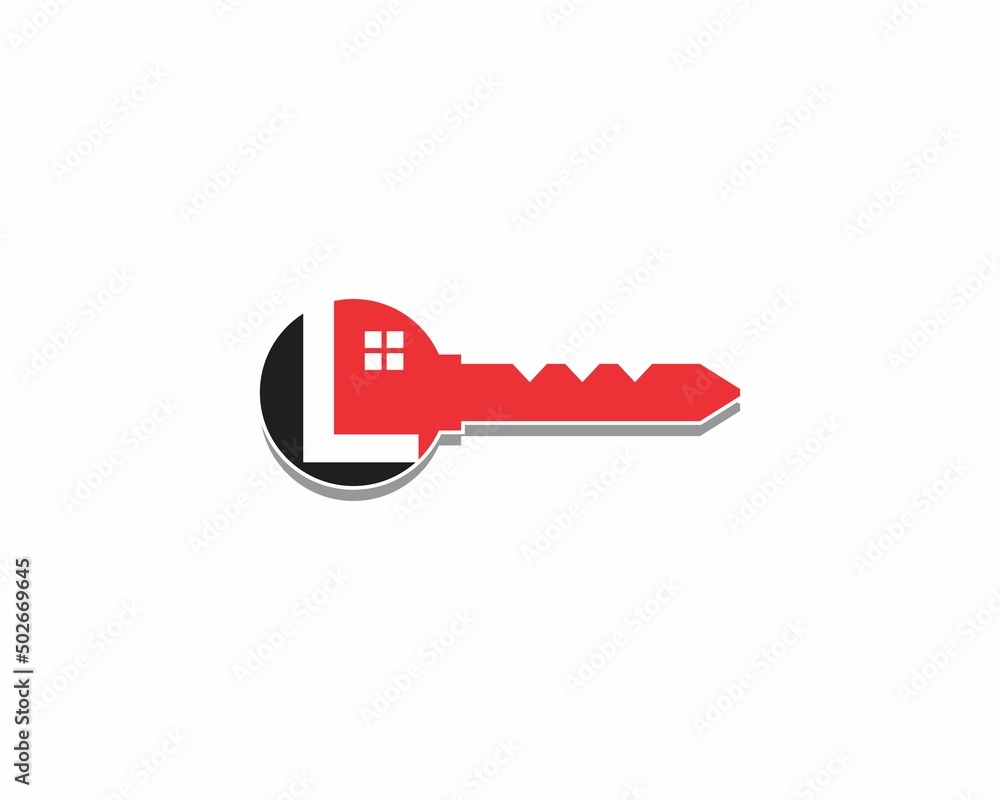 Key With Negative Space Letter L Logo Icon 001 Stock Vector | Adobe Stock