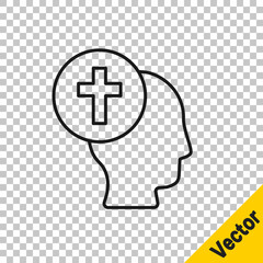 Wall Mural - Black line Priest icon isolated on transparent background. Vector