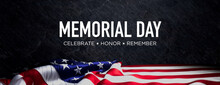 Memorial Day Banner. Premium Holiday Background With United States Flag On Black Stone.