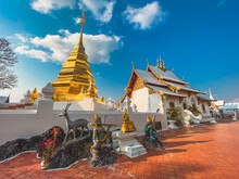 Wat Phrathat Pu Jae Buddha And Huai Mae Toek Lake In Phrae Province, Thailand