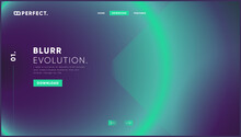 Concept Of Web Page With Futuristic Tech Neon Gradient Design. Landing Page Or Desktop Website Header With Blurred Light Background. For Advertisement App Or Crypto, Technology, Science Project.
