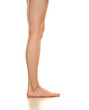 Side view of beautifully cared women's legs and feet on white background