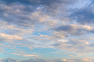 Wall Mural - Beautiful clouds in the blue sky. Natural atmospheric background.