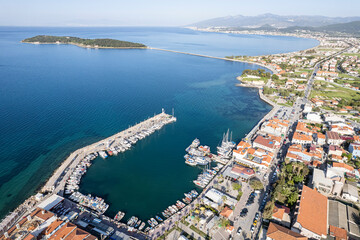 Drone shot in beautiful Urla, Izmir - the third largest city in Turkey. Aerial view