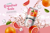 Fototapeta  - Grapefruit soda banner ad