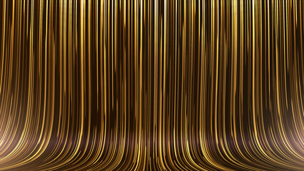 Poster - Abstract golden moving line streaks background, luxury golden particle stripes, elegance backdrop for VJ, ceremony and stage show performance