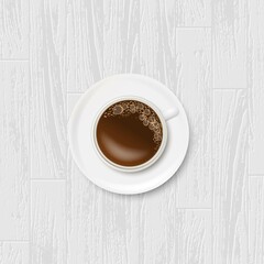 Wall Mural - Wooden white coffee cup background