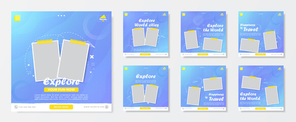 Explore and travel template social media post promotion design