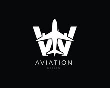 Minimalist Letter W Aviation Logo Design | W Airplane Logo Design