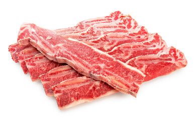 Wall Mural - Cross Cut Short Ribs beef isolated on white background, Beef Short Ribs (Sliced) on white background With clipping path.