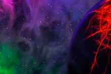 Unknown Planet From Outer Space. Space Nebula. 3D Illustration.