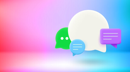 Aufkleber - Chatting clouds. Vector 3d banner with copy space